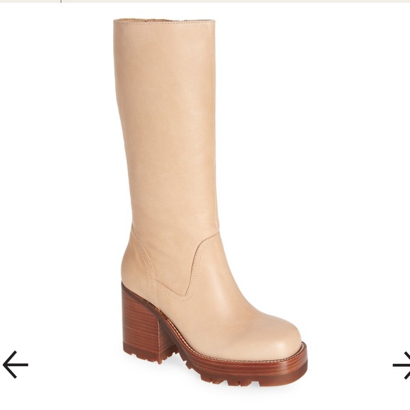 Jeffrey Campbell Shoes - PRICE FIRM Jeffrey Campbell Abundant Tall Lug Boot in Natural- Leather Platform